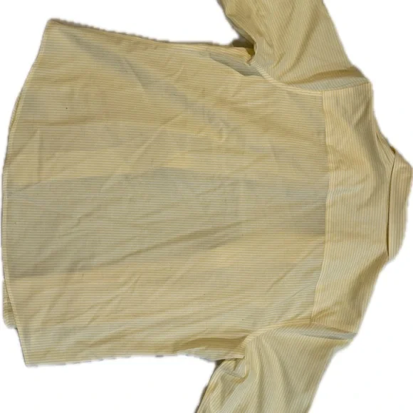 Chico's Striped Butter Yellow Button Down Shirt Sz 2 - Picture 8 of 11
